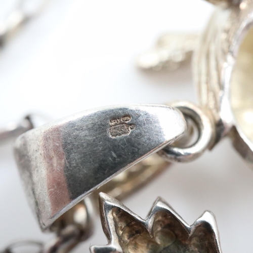 46 - Hallmarked silver stone-set Welsh dragon pendant necklace. UK P&P Group 0 (£7+VAT for the first lot ... 