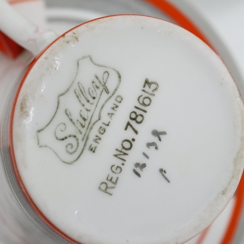 111 - Shelley Art Deco period tea service of twelve pieces in the Bands & Lines pattern 12132, no cracks o... 