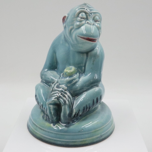 115 - Beswick seated monkey in rare blue glaze, no. 307, no cracks or chips, H: 18 cm. UK P&P Group 2 (£24... 