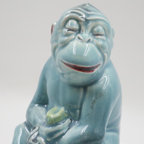 115 - Beswick seated monkey in rare blue glaze, no. 307, no cracks or chips, H: 18 cm. UK P&P Group 2 (£24... 
