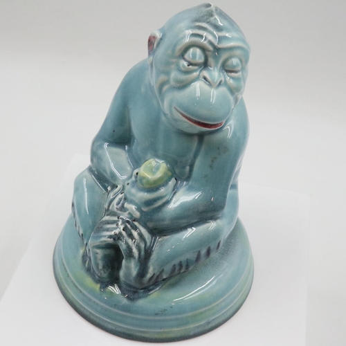115 - Beswick seated monkey in rare blue glaze, no. 307, no cracks or chips, H: 18 cm. UK P&P Group 2 (£24... 