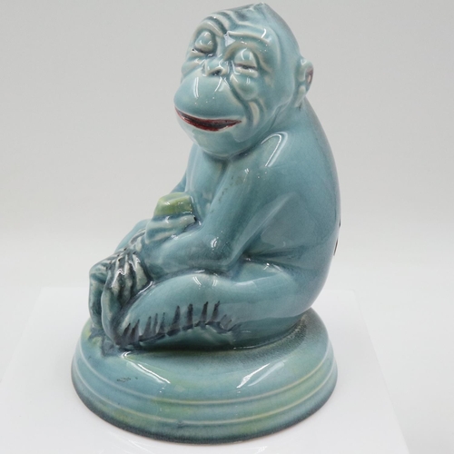 115 - Beswick seated monkey in rare blue glaze, no. 307, no cracks or chips, H: 18 cm. UK P&P Group 2 (£24... 