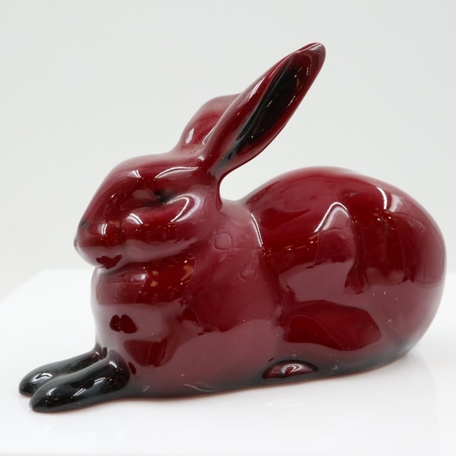 116 - Royal Doulton flambé reclining hare, no cracks or chips, L: 11 cm. UK P&P Group 2 (£24+VAT for the f... 
