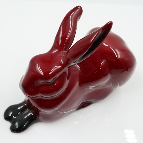 116 - Royal Doulton flambé reclining hare, no cracks or chips, L: 11 cm. UK P&P Group 2 (£24+VAT for the f... 