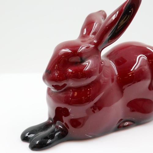 116 - Royal Doulton flambé reclining hare, no cracks or chips, L: 11 cm. UK P&P Group 2 (£24+VAT for the f... 
