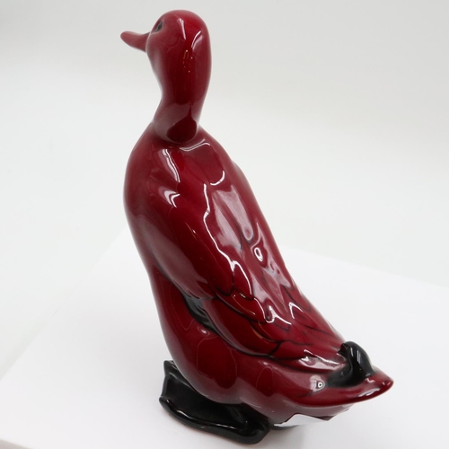 122 - Royal Doulton flambé mallard, no cracks or chips, H: 15 cm. UK P&P Group 2 (£24+VAT for the first lo... 