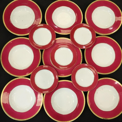 127 - Eleven gilt edged Mintons shallow bowls for Tiffany & Co New York, with Five Wedgwood for Tiffany & ... 