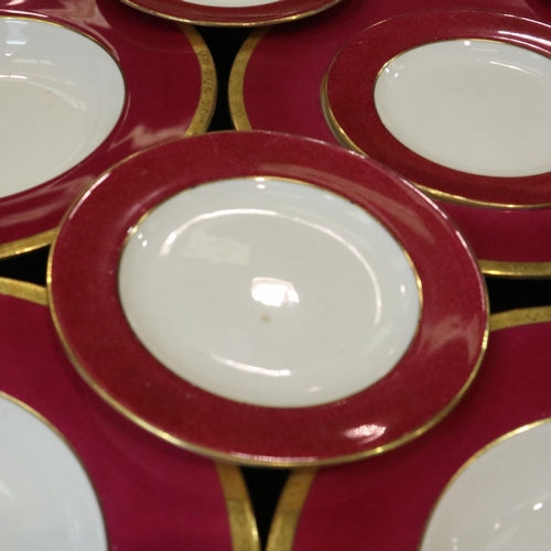 127 - Eleven gilt edged Mintons shallow bowls for Tiffany & Co New York, with Five Wedgwood for Tiffany & ... 