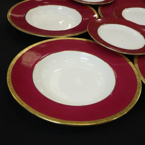 127 - Eleven gilt edged Mintons shallow bowls for Tiffany & Co New York, with Five Wedgwood for Tiffany & ... 