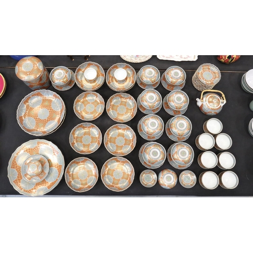 128 - Extensive Maebata Kinsai Japanese dinner and tea service of sixty pieces in the Flower Crest pattern... 