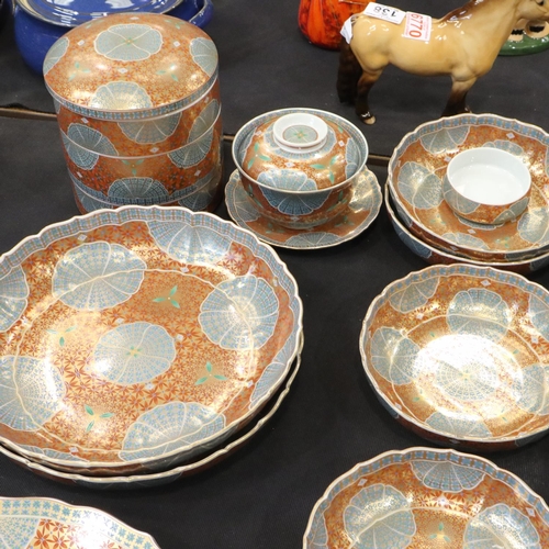 128 - Extensive Maebata Kinsai Japanese dinner and tea service of sixty pieces in the Flower Crest pattern... 