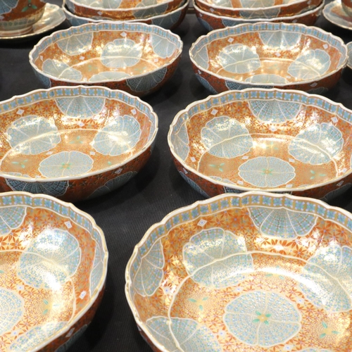 128 - Extensive Maebata Kinsai Japanese dinner and tea service of sixty pieces in the Flower Crest pattern... 