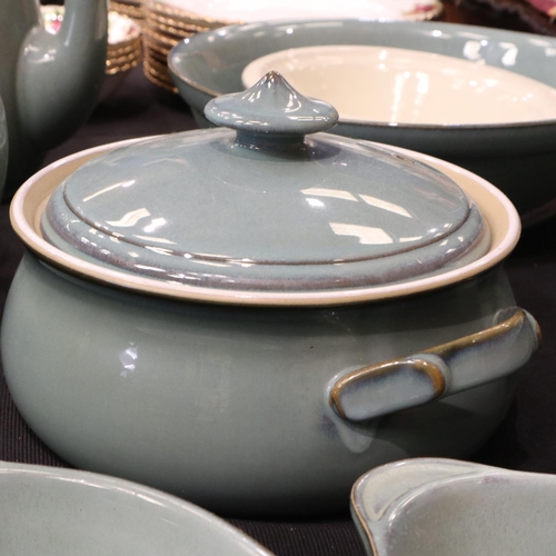 129 - Denby dinner and coffee service of thirty-nine pieces in the Regency Green colourway. Not available ... 