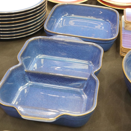 146 - Denby dinner service of thirty-two pieces in the Imperial Blue colourway with matching Denby placema... 