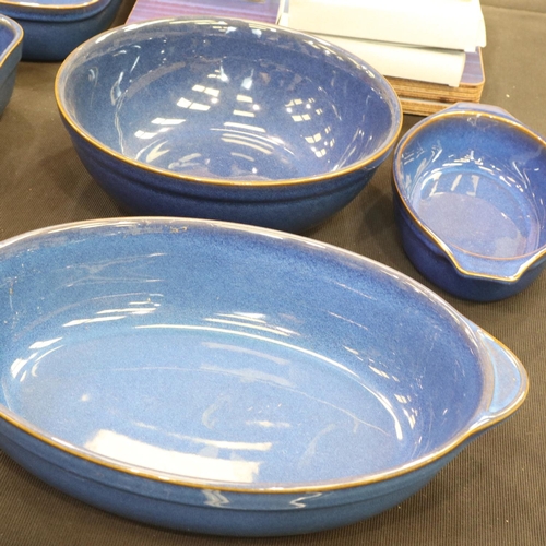 146 - Denby dinner service of thirty-two pieces in the Imperial Blue colourway with matching Denby placema... 