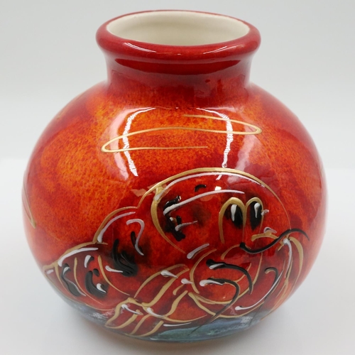 151 - Anita Harris hermit crab vase, signed in gold, no cracks or chips, H: 10 cm. UK P&P Group 2 (£24+VAT... 