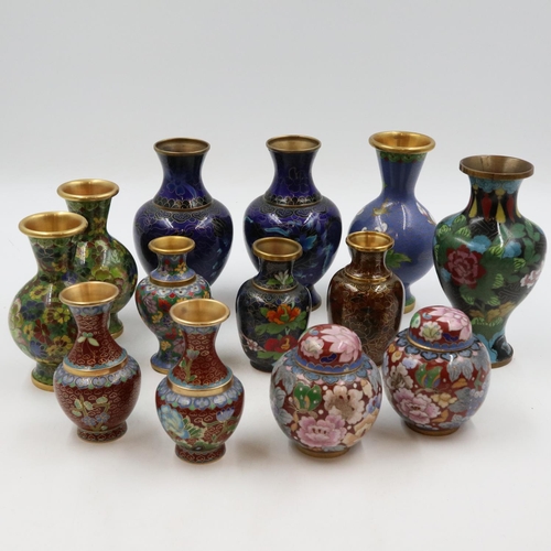 165 - Four pairs of cloisonné enamelled vases, with five further examples. UK P&P Group 2 (£24+VAT for the... 