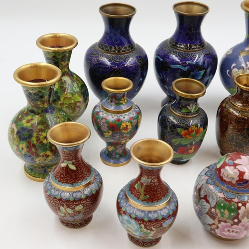 165 - Four pairs of cloisonné enamelled vases, with five further examples. UK P&P Group 2 (£24+VAT for the... 