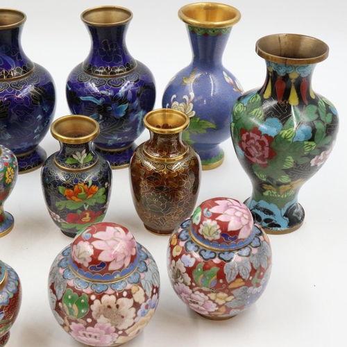 165 - Four pairs of cloisonné enamelled vases, with five further examples. UK P&P Group 2 (£24+VAT for the... 