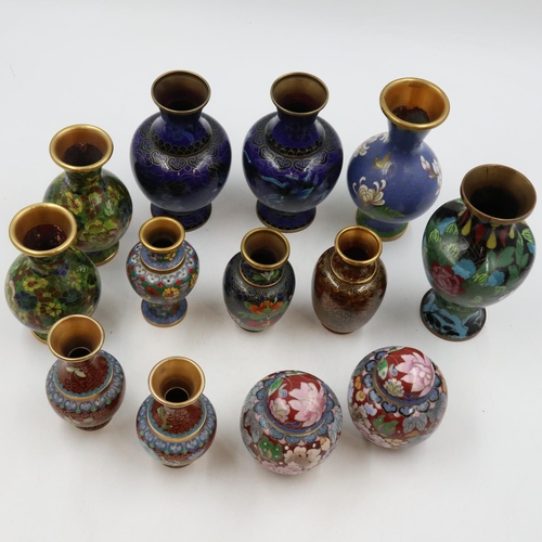 165 - Four pairs of cloisonné enamelled vases, with five further examples. UK P&P Group 2 (£24+VAT for the... 