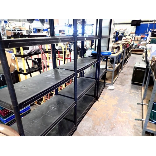 1755 - Three, four shelf black plastic storage units. Not available for in-house P&P