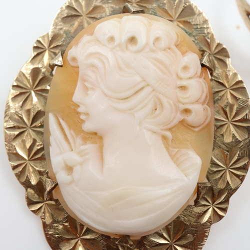 24A - 9ct gold mounted carved shell cameo brooch and a 9ct gold cameo ring, combined 8.4g. UK P&P Group 0 ... 