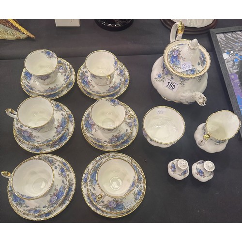 163 - Royal Albert tea service of twenty three pieces in the Moonlight Rose pattern. All pieces are first ... 