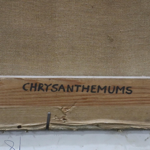 2002 - Orlando Greenwood (1892-1989): oil on canvas, Chrysanthemums, image 54 x 70cm, overall 66 x 84cm, pr... 