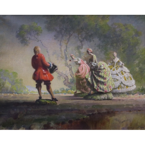 2003 - Orlando Greenwood (1892-1989): oil on canvas, The Covey, image 59 x 49cm, overall 72 x 62cm, present... 