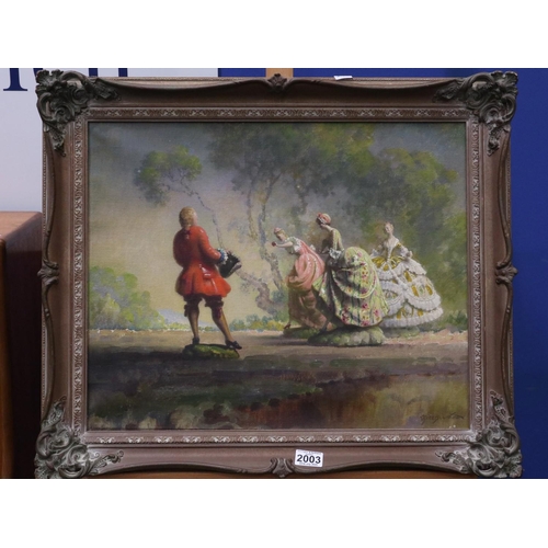 2003 - Orlando Greenwood (1892-1989): oil on canvas, The Covey, image 59 x 49cm, overall 72 x 62cm, present... 