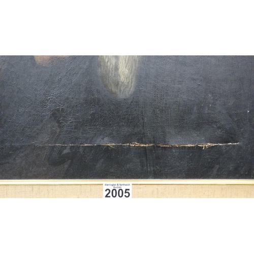 2005 - Late 18th century oil on canvas portrait, schoolboy, in a later frame, unsigned, for restoration, im... 