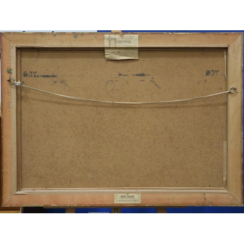 2006 - Edward Gentry (b.1943): oil on board, 'Barges Laid Up', dated '81, image 79 x 53cm, overall 92 x 67c... 