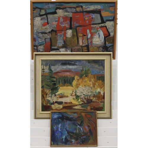2011 - Three mid 20th century oils on board, two initialled BT, the third signed H Bronne. Not available fo... 