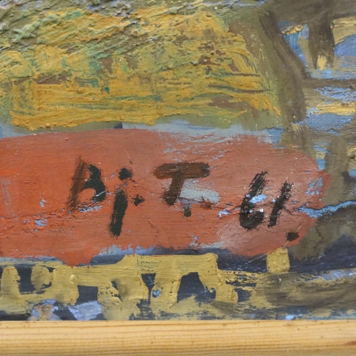 2011 - Three mid 20th century oils on board, two initialled BT, the third signed H Bronne. Not available fo... 