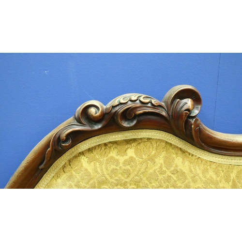 2023 - Victorian heavily carved and upholstered chaise longue, walnut framed with oversized bulbous support... 