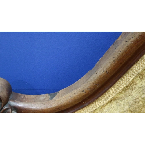 2023 - Victorian heavily carved and upholstered chaise longue, walnut framed with oversized bulbous support... 