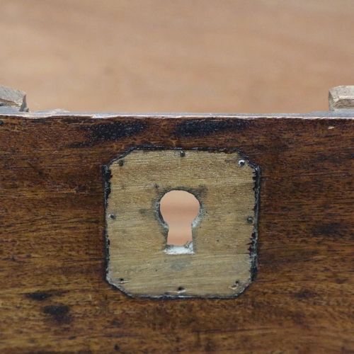 2034 - 19th century teak campaign style travelling chest, with brass corners and cartouche, for restoration... 