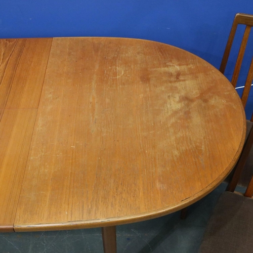 2041 - Leslie Dandy designed for G Plan, a set of four teak framed dining chairs, with an oval extending te... 
