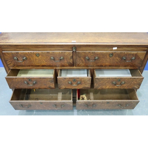 2045 - Early 19th century crossbanded oak Lancashire mule chest, 170 x 55 x 108cm. Not available for in-hou... 