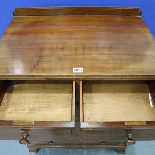 2052 - Early 20th century walnut chest of two-short above three graduated long drawers. Not available for i... 
