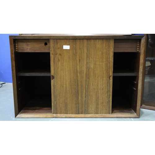 2055 - Mid-20th century modular wall mounting units, including a chest of three drawers, drop-front drinks ... 