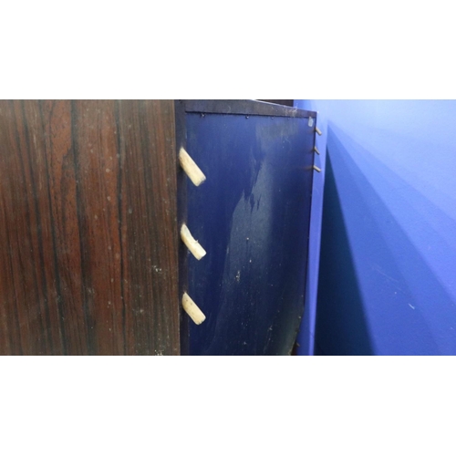 2055 - Mid-20th century modular wall mounting units, including a chest of three drawers, drop-front drinks ... 