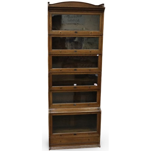 2031 - The Lebus Bookcase, modular in the style of Globe Wernicke and glazed, comprising eight pieces inclu... 