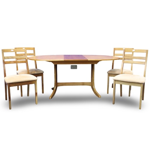 2046 - Nathan oval extending dining table, with a set of four upholstered dining chairs. Not available for ... 