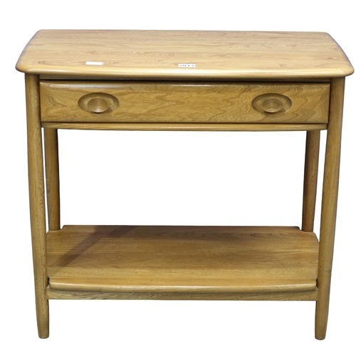 2013 - Ercol blonde elm single drawer console table. Not available for in-house P&P