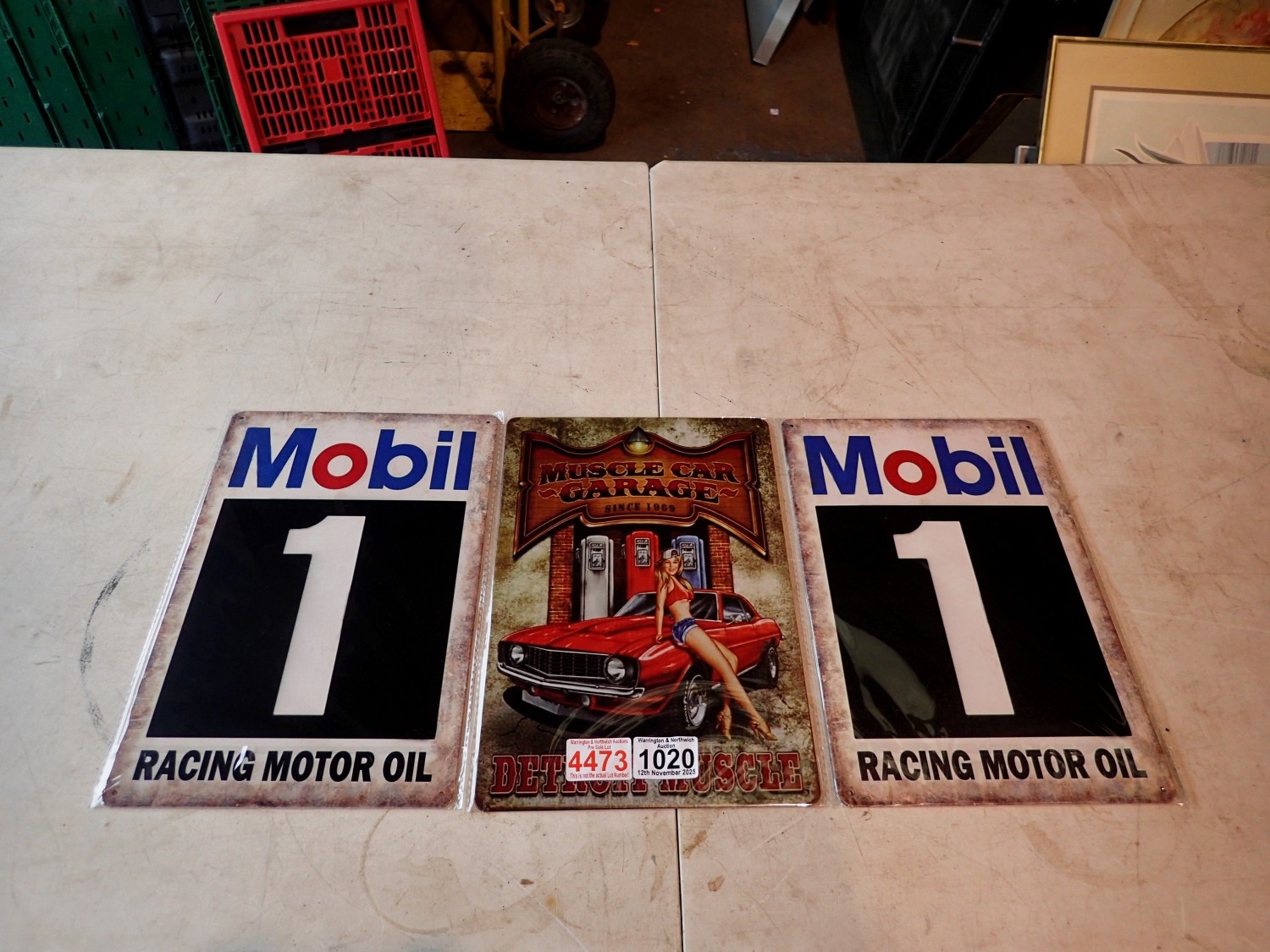Three tin plate motoring signs, L: 20 cm. UK P&P Group 2 (£24+VAT for ...