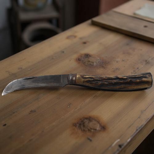 2023 - Small folding antler handle knife, George Butler & Co, Sheffield Art England. Total L: 21 cm, knife ...