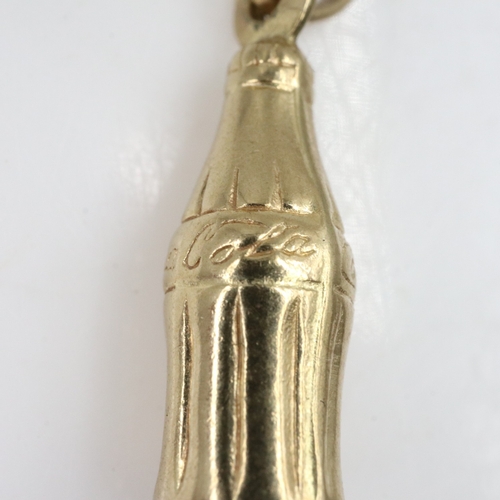 15 - 9ct gold Coca-Cola bottle charm, H: 20mm, 0.5g. UK P&P Group 0 (£7+VAT for the first lot and £1+VAT ... 