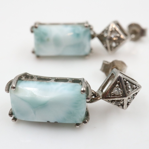 21 - Ladies silver vintage stone set drop earrings. UK P&P Group 0 (£7+VAT for the first lot and £1+VAT f... 