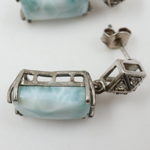 21 - Ladies silver vintage stone set drop earrings. UK P&P Group 0 (£7+VAT for the first lot and £1+VAT f... 